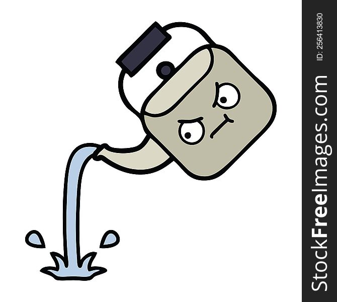 cute cartoon of a pouring kettle. cute cartoon of a pouring kettle