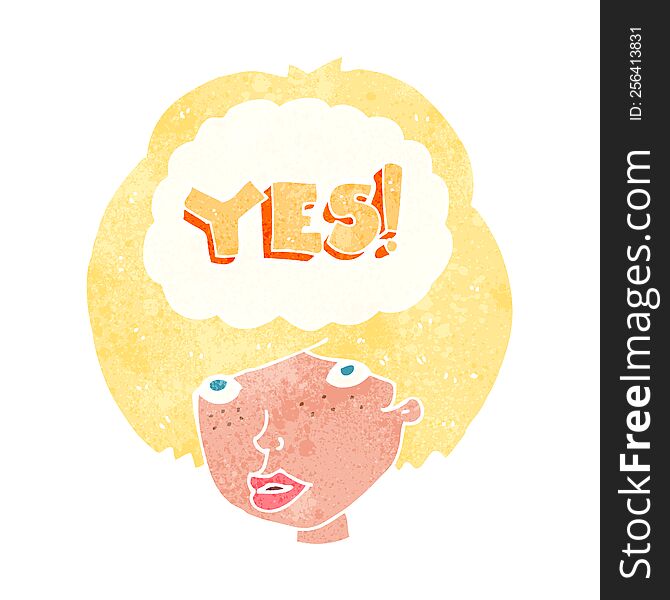 Cartoon Woman Thinking Yes