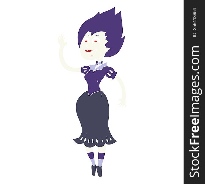 Flat Color Illustration Of A Cartoon Vampire Girl