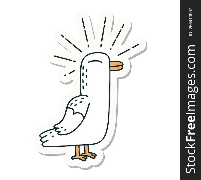Sticker Of Tattoo Style Seagull Bird