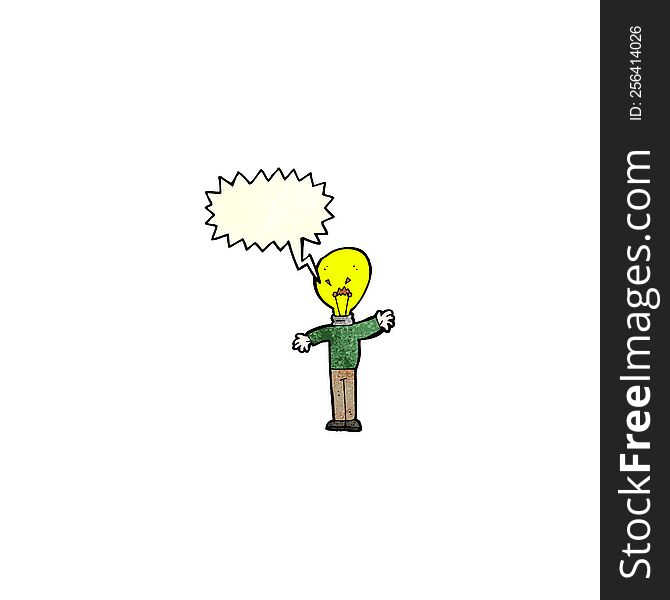 Cartoon Light Bulb Idea Head Man