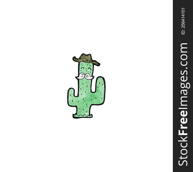 cartoon cowboy cactus