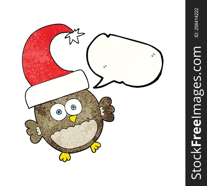 Speech Bubble Textured Cartoon Little Christmas Owl