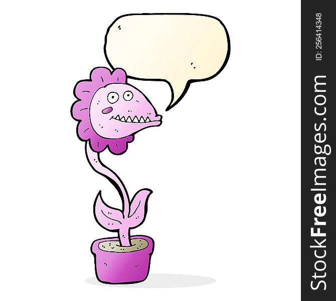 cartoon monster plant with speech bubble
