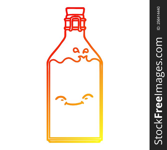 warm gradient line drawing of a cartoon old water bottle