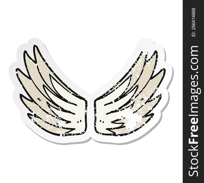 distressed sticker of a cartoon wings symbol