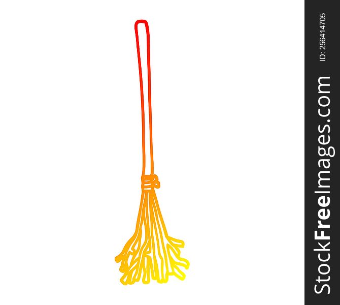 Warm Gradient Line Drawing Cartoon Magic Broom Sticks