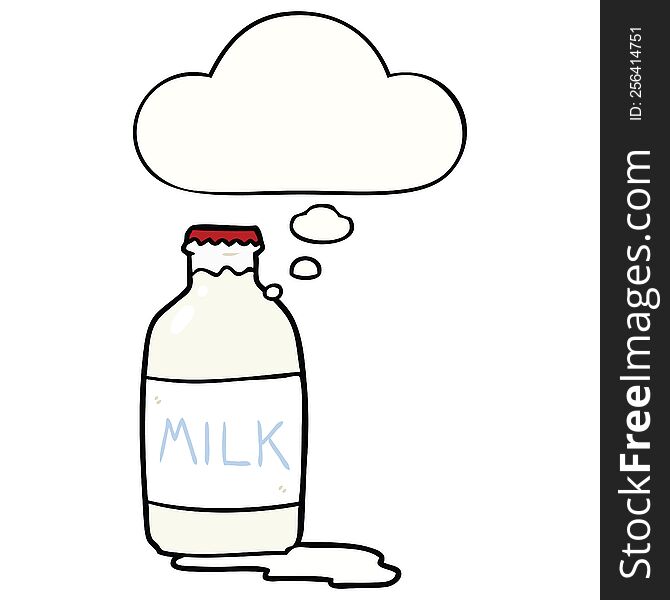 Cartoon Milk Bottle And Thought Bubble