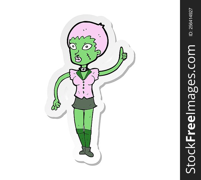 Sticker Of A Cartoon Halloween Girl