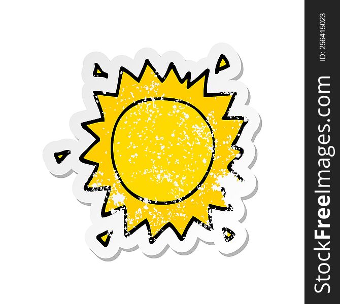 distressed sticker of a cartoon sun