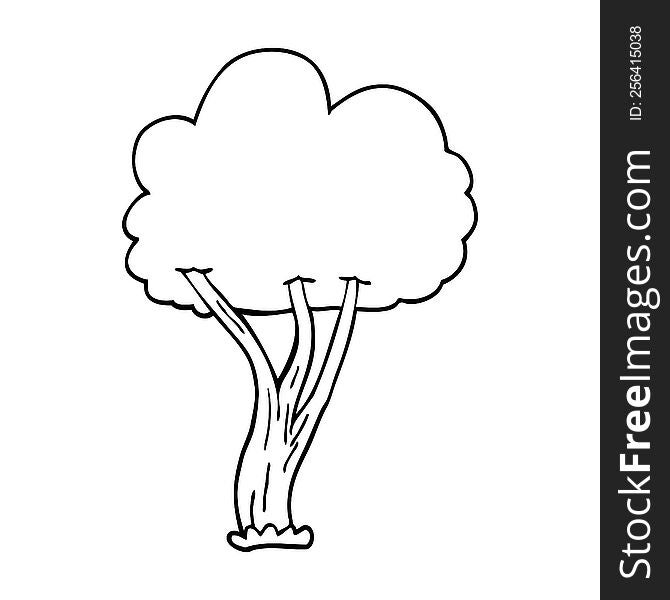 line drawing cartoon blooming tree