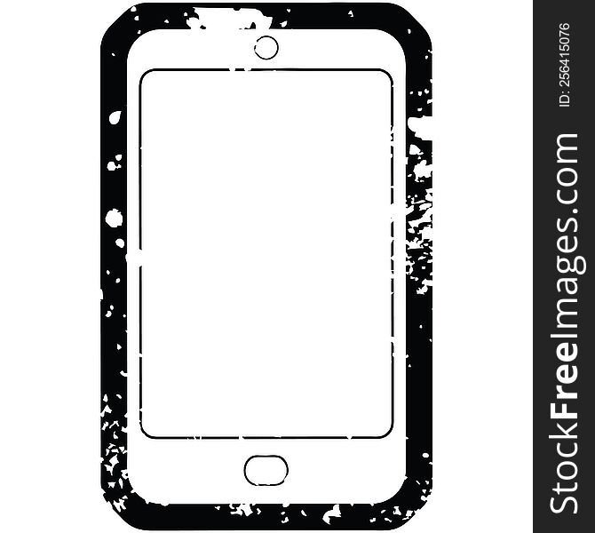 Distressed effect cell phone graphic vector illustration icon. Distressed effect cell phone graphic vector illustration icon