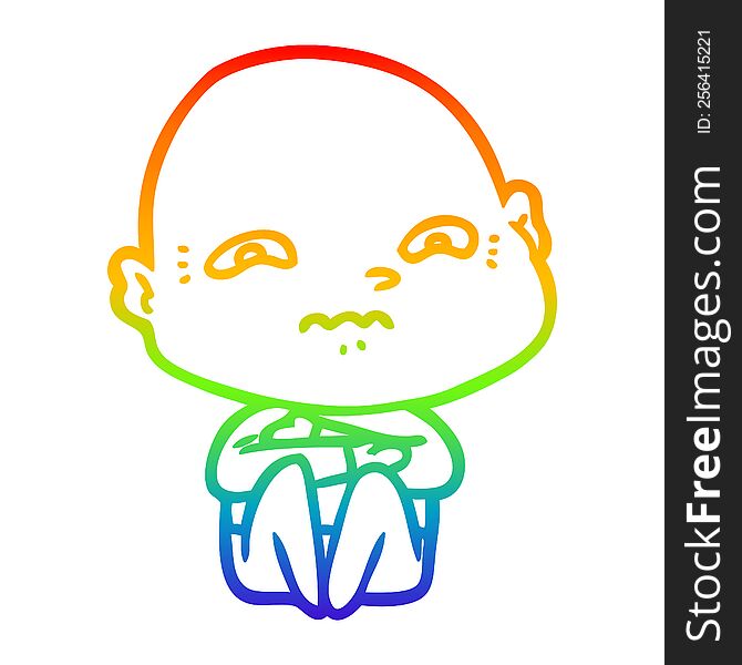 rainbow gradient line drawing of a cartoon nervous man