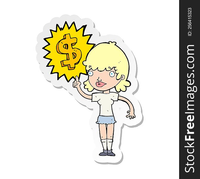 sticker of a making money cartoon