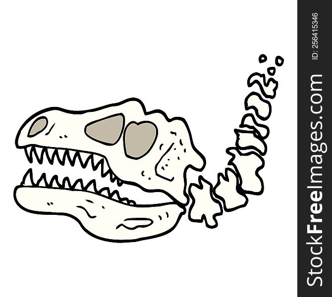 Hand Drawn Doodle Style Cartoon Dinosaur Bones