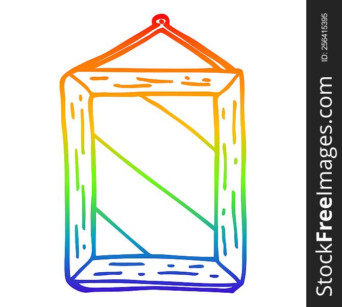 rainbow gradient line drawing of a cartoon mirror