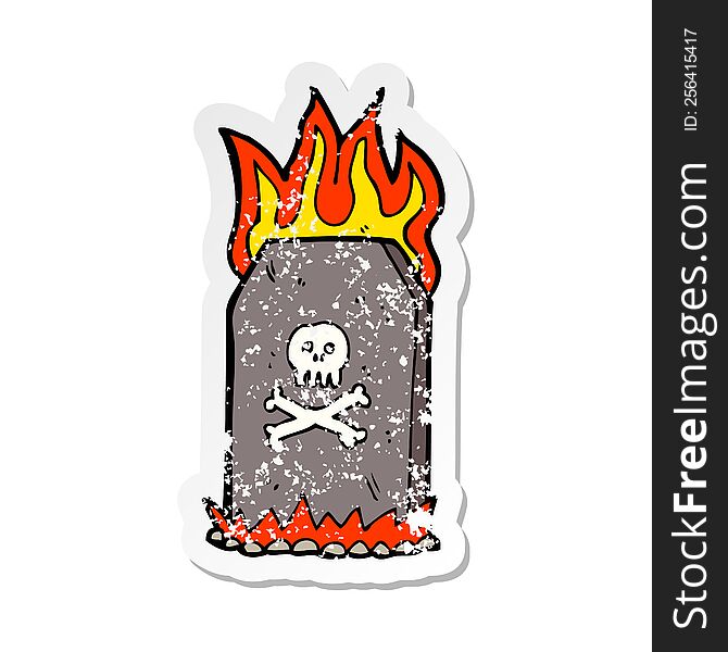 Retro Distressed Sticker Of A Cartoon Spooky Grave