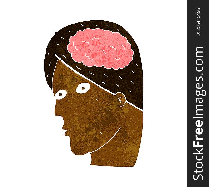 Cartoon Head With Brain Symbol