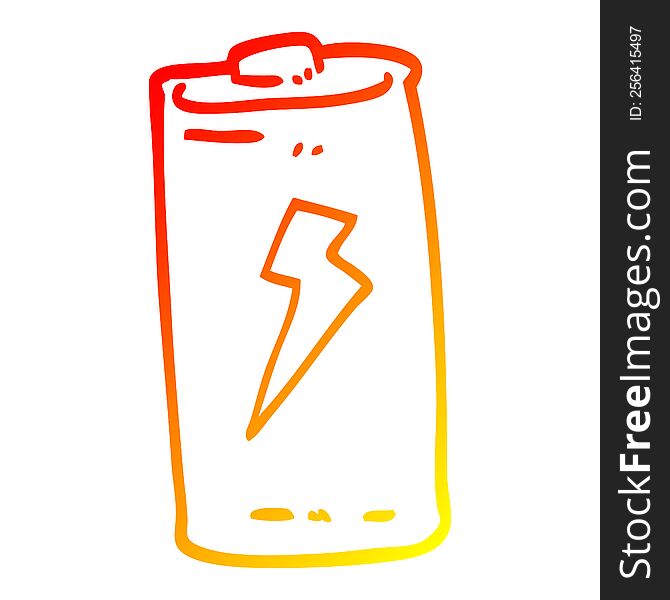 Warm Gradient Line Drawing Cartoon Battery