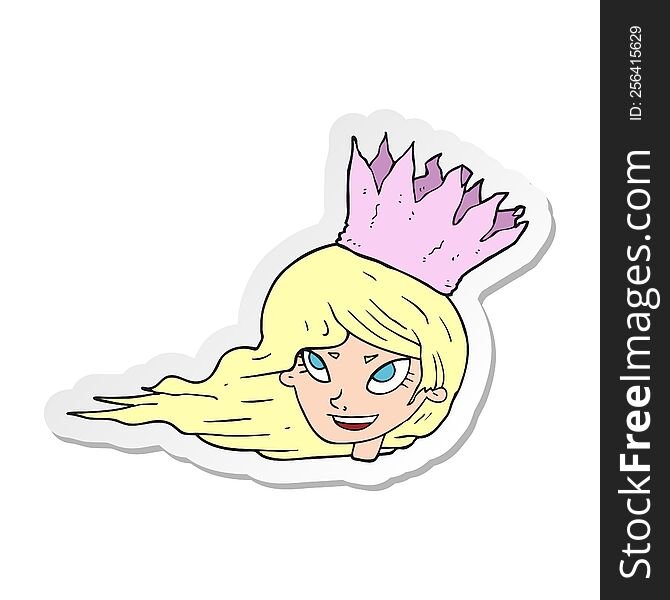 sticker of a cartoon woman with blowing hair