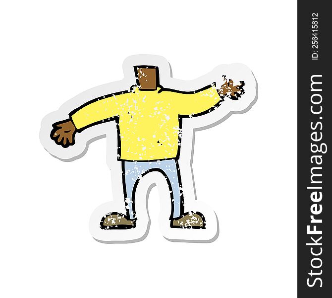 Retro Distressed Sticker Of A Cartoon Body Waving Arms