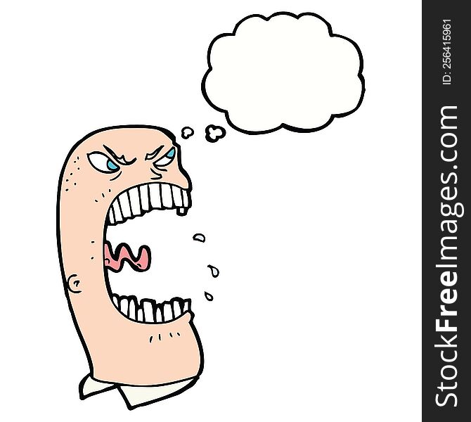 Cartoon Furious Man Shouting With Thought Bubble