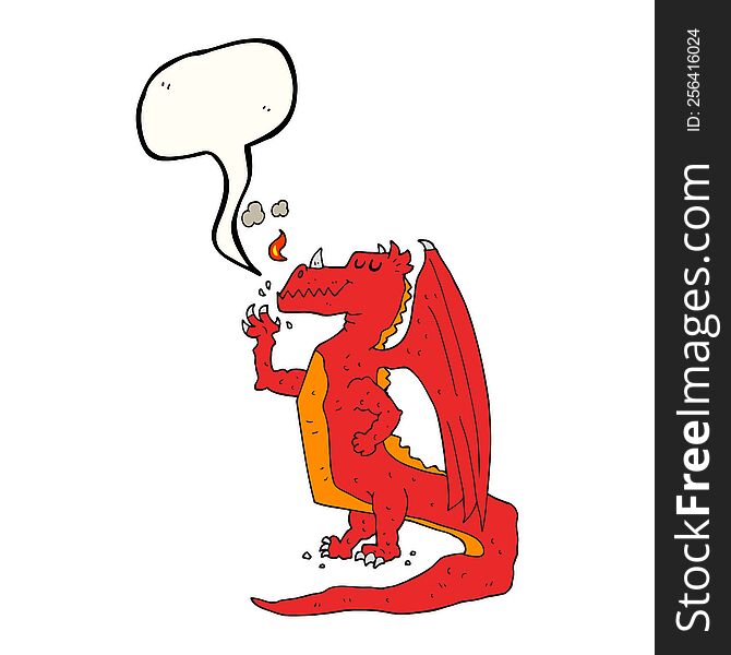 Speech Bubble Cartoon Happy Dragon