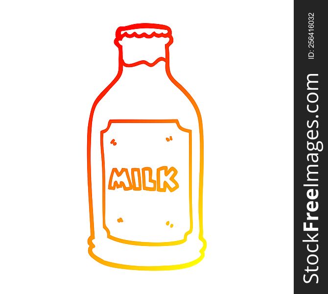 warm gradient line drawing of a cartoon milk bottle