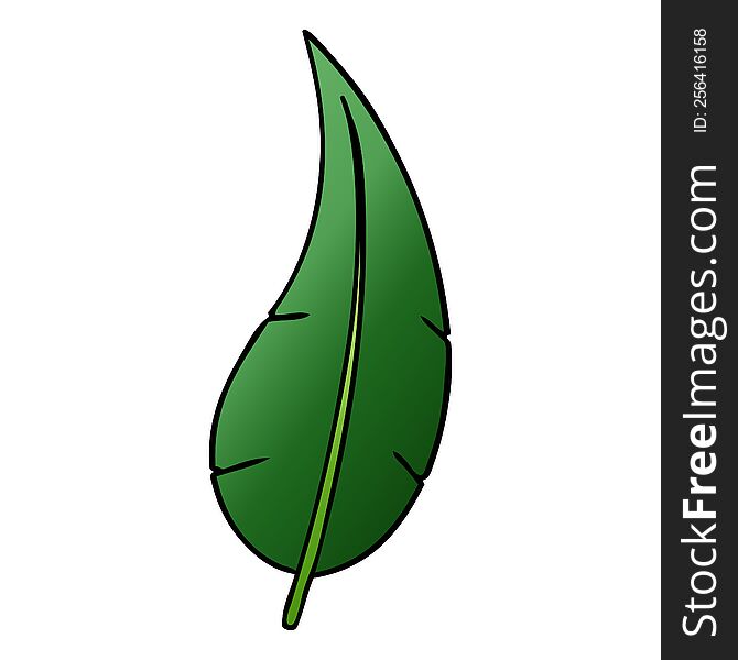 hand drawn gradient cartoon doodle of a green long leaf