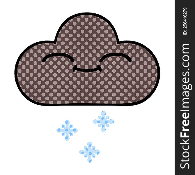 Comic Book Style Cartoon Happy Snow Cloud