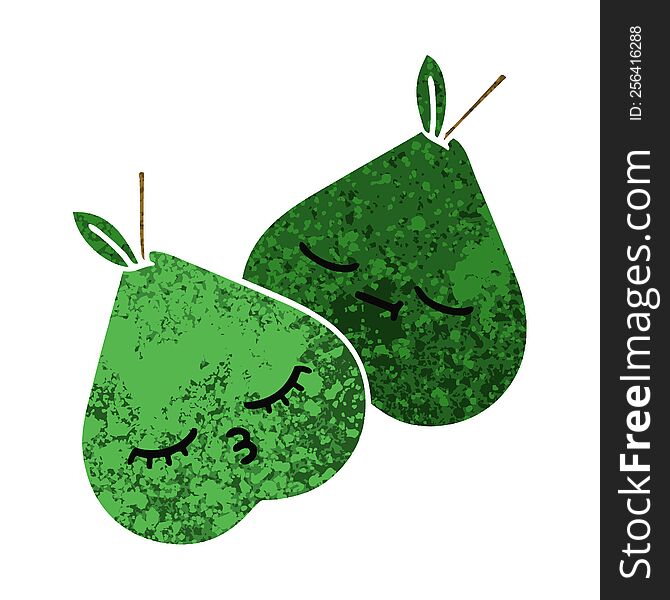 retro illustration style cartoon of a pears