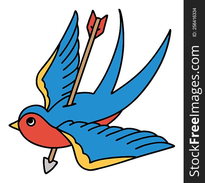 tattoo in traditional style of a swallow. tattoo in traditional style of a swallow