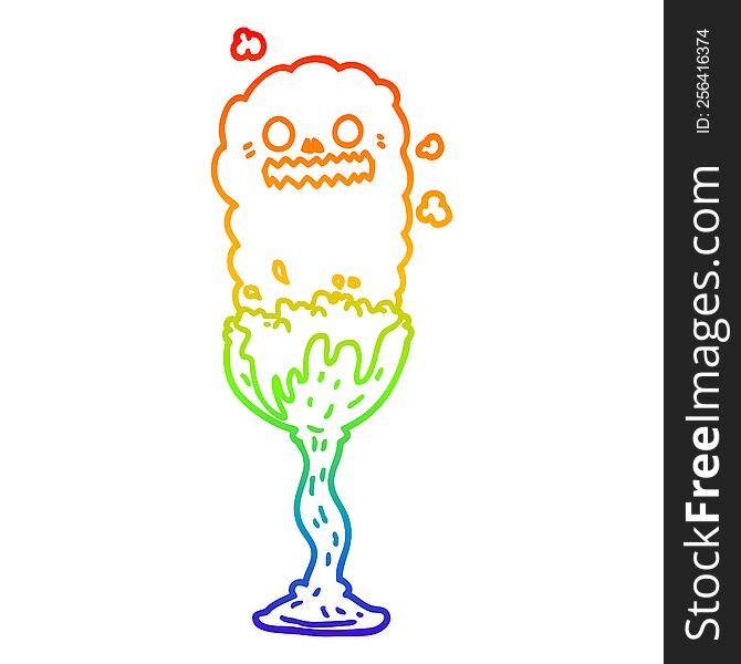 Rainbow Gradient Line Drawing Cartoon Spooky Halloween Potion Cup