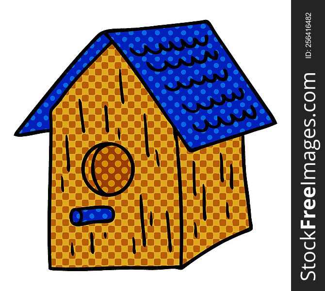 hand drawn cartoon doodle of a wooden bird house