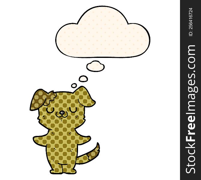 cartoon puppy with thought bubble in comic book style