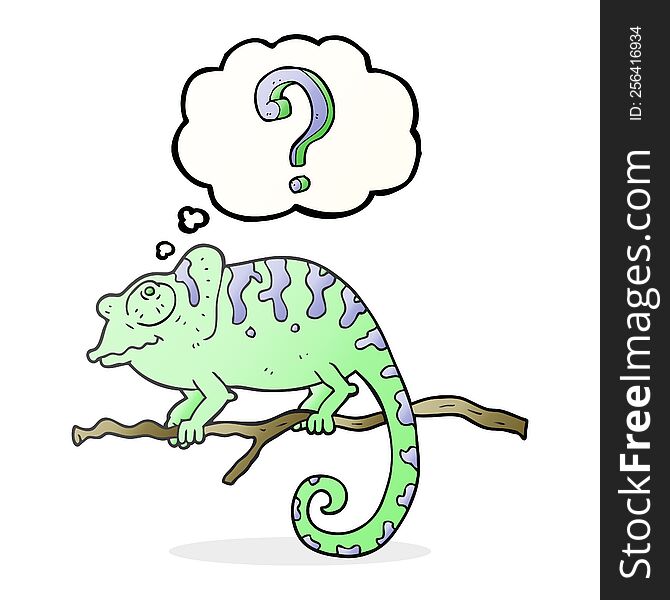 Thought Bubble Cartoon Curious Chameleon