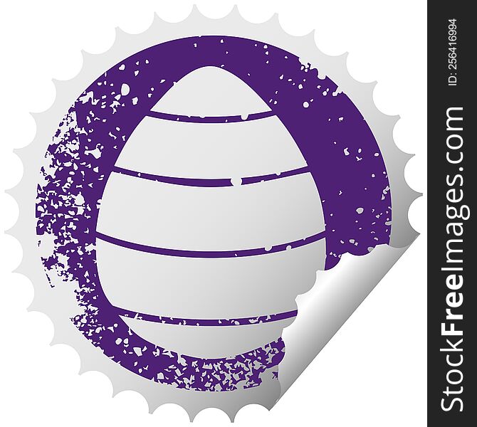 Quirky Distressed Circular Peeling Sticker Symbol Easter Egg
