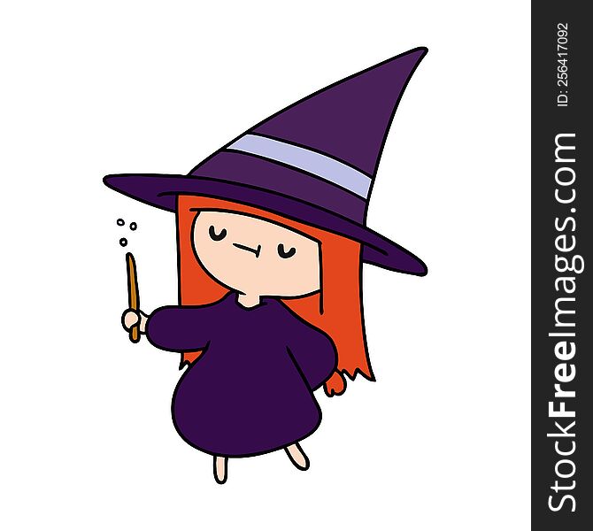 Cartoon Of A Cute Kawaii Witch Girl