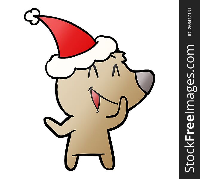 Laughing Bear Gradient Cartoon Of A Wearing Santa Hat