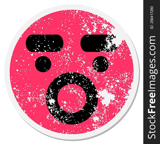 shocked annoyed face circular sticker