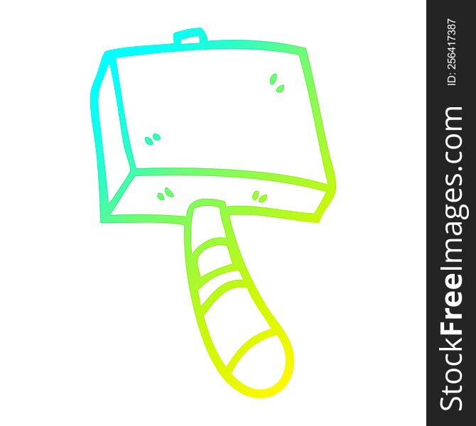 cold gradient line drawing of a cartoon wood hammer