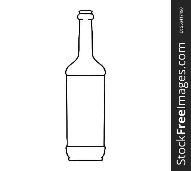 Quirky Line Drawing Cartoon Wine Bottle