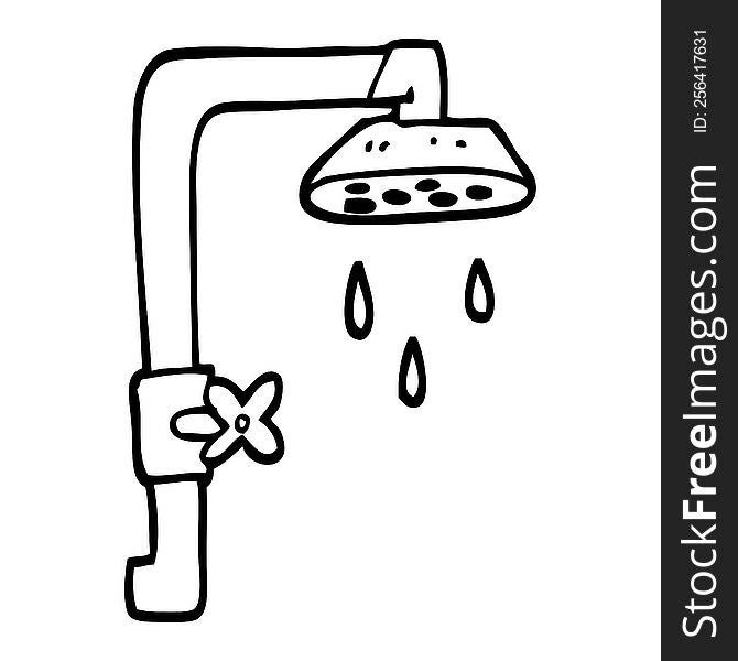 black and white cartoon shower head