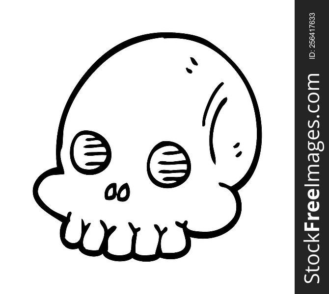 Line Drawing Cartoon Halloween Skull