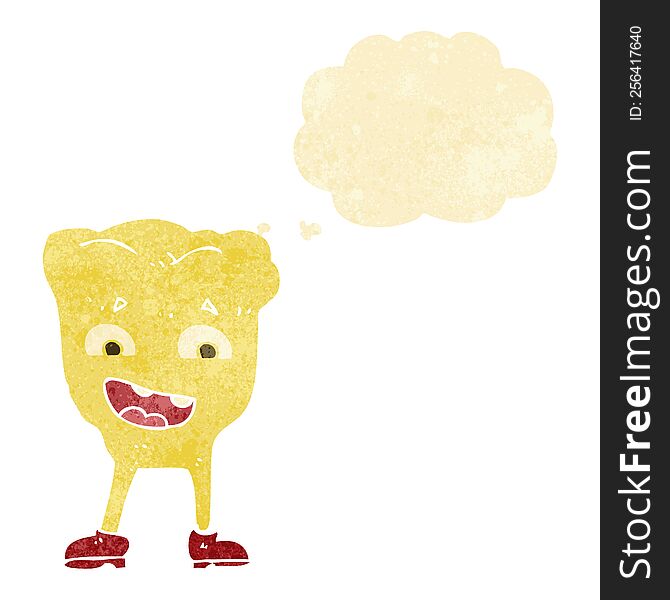 cartoon yellow tooth with thought bubble