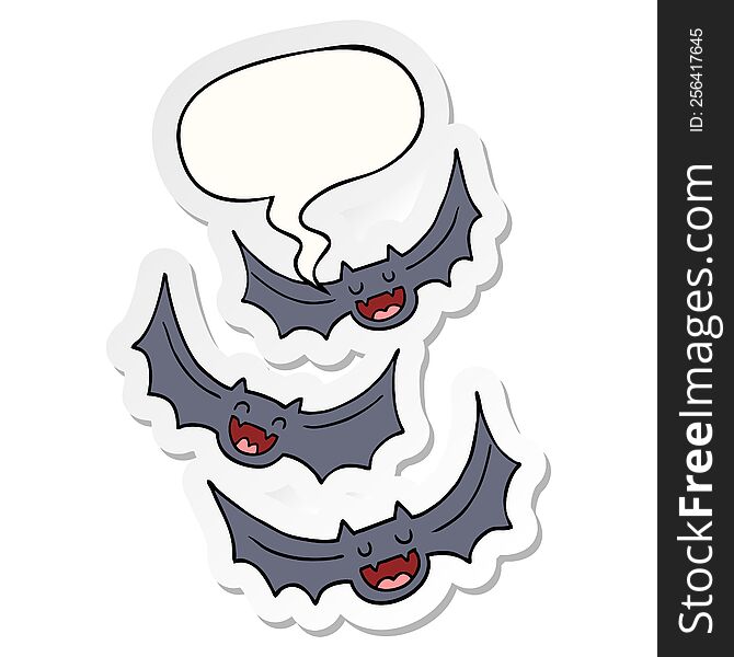 Cartoon Vampire Bats And Speech Bubble Sticker
