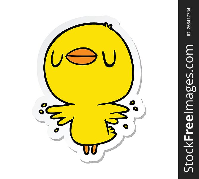sticker of a cartoon chick flapping wings