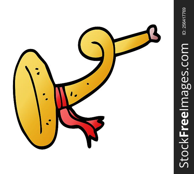 cartoon doodle curled horn instrument