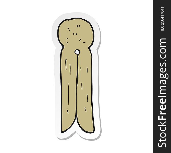 sticker of a cartoon old style wooden peg