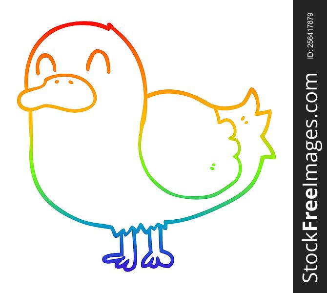 Rainbow Gradient Line Drawing Cartoon Duck